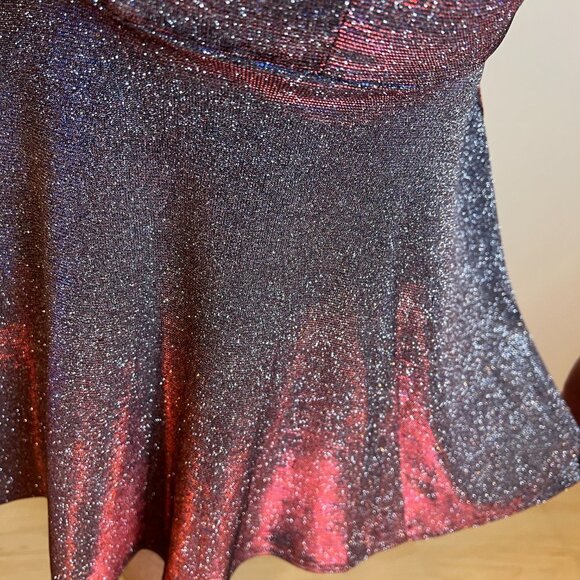 City Studios Juniors' Glitter Fit & Flare Dress Glitter Sparkle Purple Size 1 Sm - Picture 4 of 5